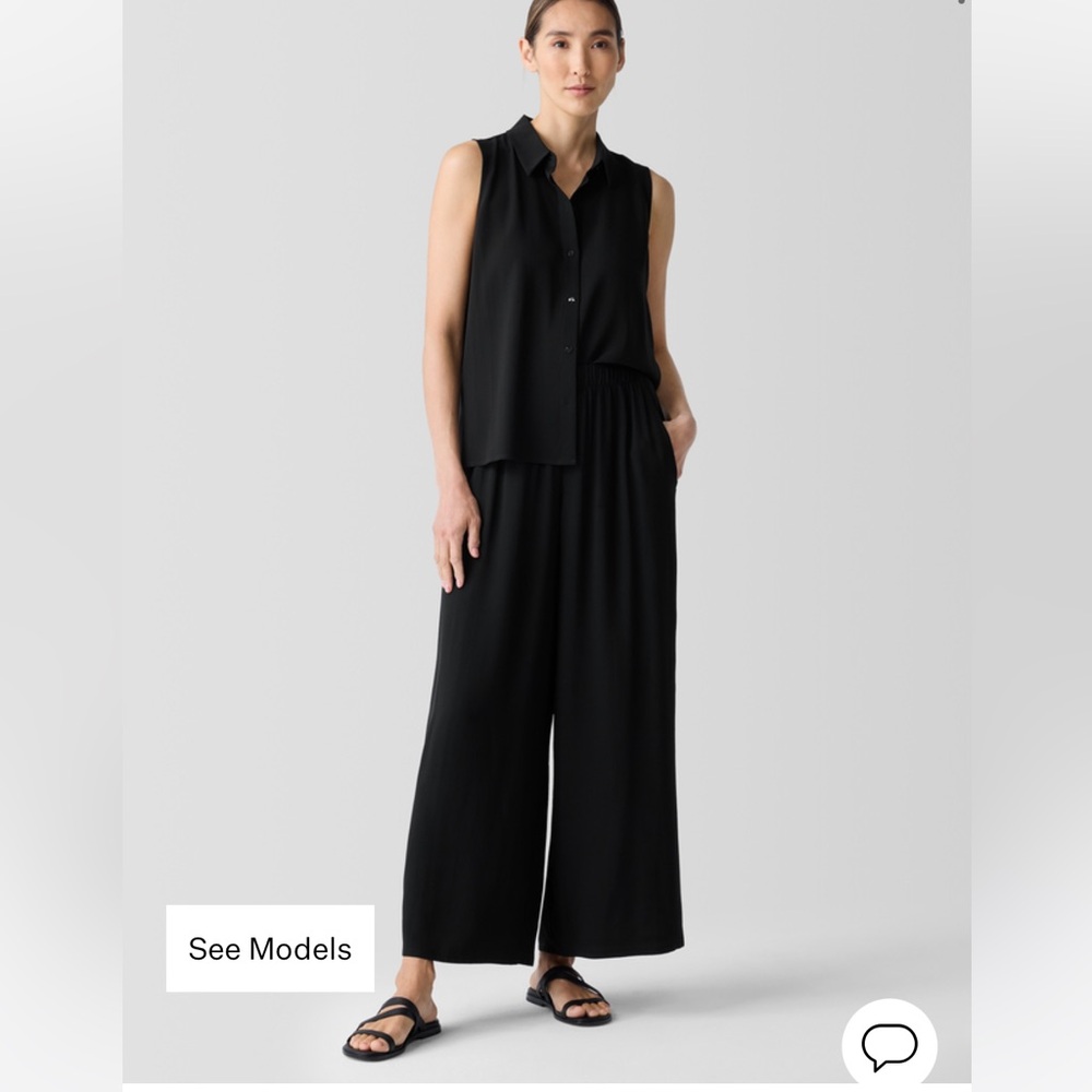 Eileen Fisher 100% Silk wide leg pants